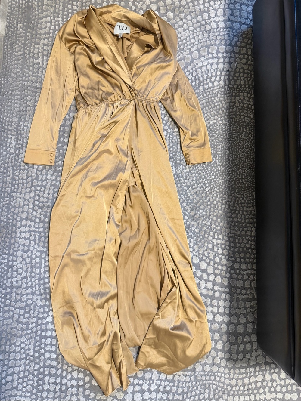 TD Gold Satin Wrap Maxi Dress